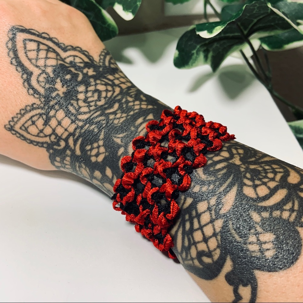 Black & Red Rave 90’s Bracelet Arm Band New